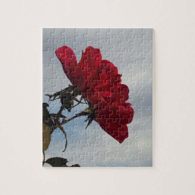 Red Roses Against a Bright Blue Sky Jigsaw Puzzle (Vertical)