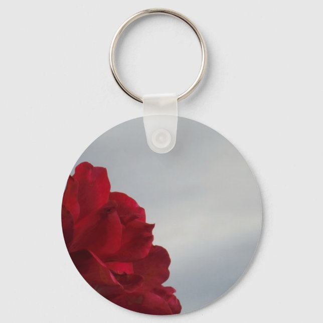 Red Roses Against a Bright Blue Sky Key Ring (Front)