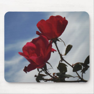 Red Roses Against a Bright Blue Sky Mouse Mat