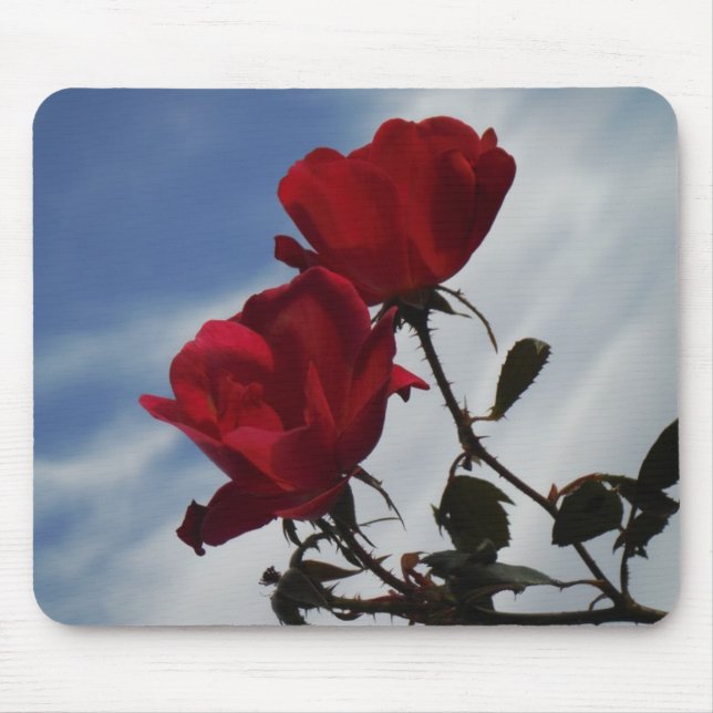 Red Roses Against a Bright Blue Sky Mouse Mat (Front)