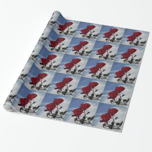 Red Roses Against a Bright Blue Sky Wrapping Paper