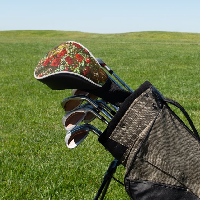 Red Roses Against a Stone Wall Golf Head Cover (In Situ)