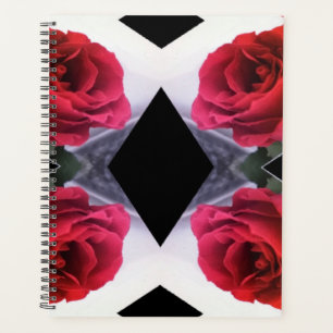 Red Roses and Black Diamonds Geometric Pattern Planner