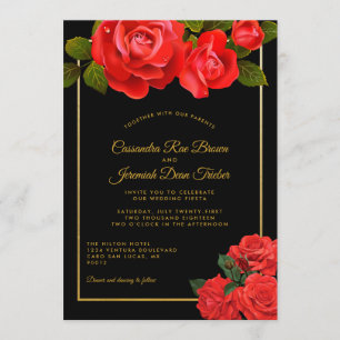 Red Roses and Black Formal Wedding Invitation
