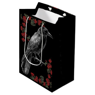 Red Roses and Blackbirds The Raven Medium Gift Bag