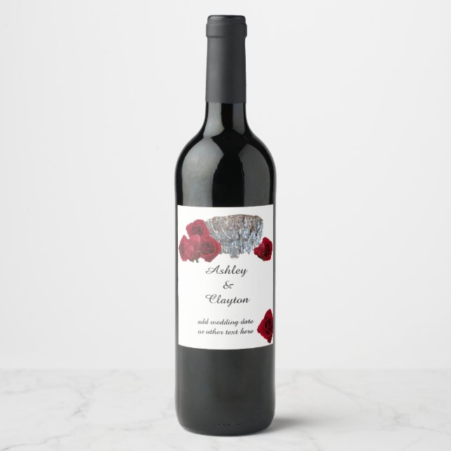 Red Roses and Chandelier Wine Label (Front)