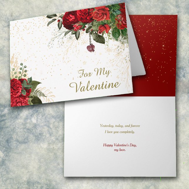 Red Roses and Confetti Romantic Valentine Card (Creator Uploaded)