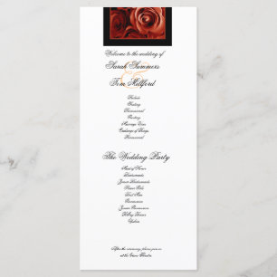 RED ROSES and GOLD LACE Wedding Program Programme