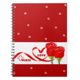 Red Roses and Heart Gift Notebook for Nurse