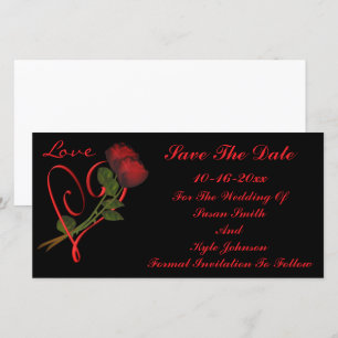 Red Roses And Heart Wedding Save The Date
