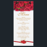 Red roses and hearts Menu  Rack Card<br><div class="desc">Beautiful bouquet of red roses and joined hearts Wedding Menu Rack Card. You can adjust text according to your requirements.</div>
