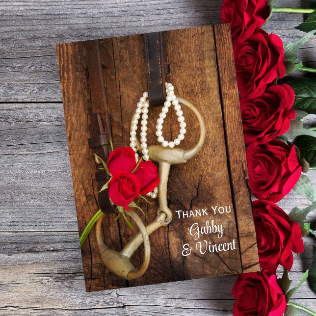 Red Roses and Horse Bit Western Wedding Thank You (Creator Uploaded)