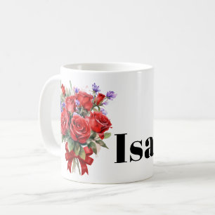 Red Roses and Lavender Personalised Mug