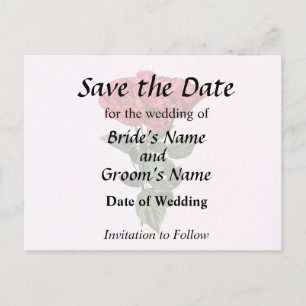 Red Roses and Leaves Announcement Postcard