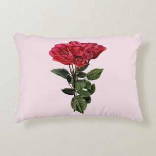 Red Roses and Leaves Decorative Cushion