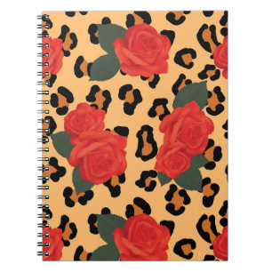 Red Roses and Leopard Print Notebook