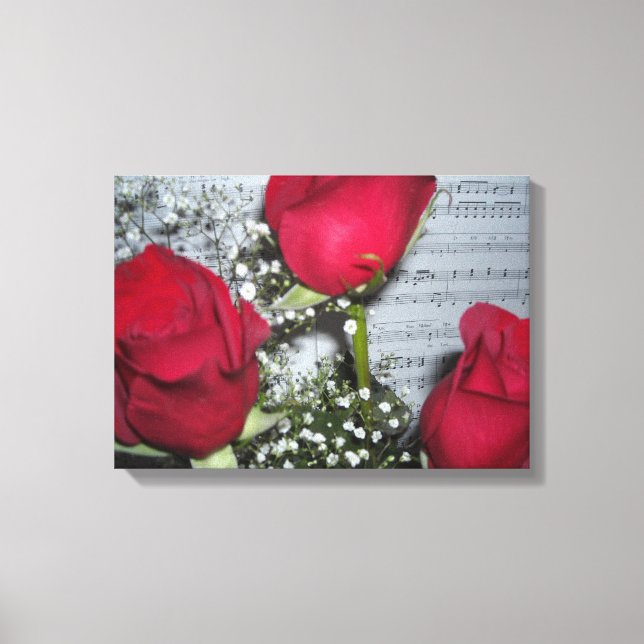 Red Roses and Sheet Music Canvas Print (Front)