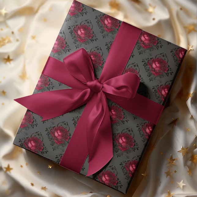 Red Roses and Sparkly Black Wrapping Paper (Creator Uploaded)
