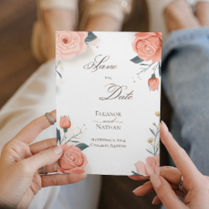Red Roses and Summer Spring Save the Date Invitation