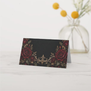 Red Roses Arch Gothic Wedding Place Cards