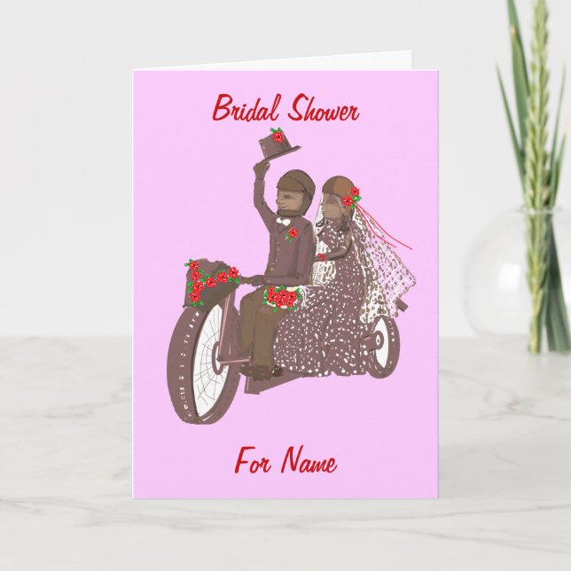 Red Roses Biker Motorcycle Wedding  Bridal Shower Invitation (Front)