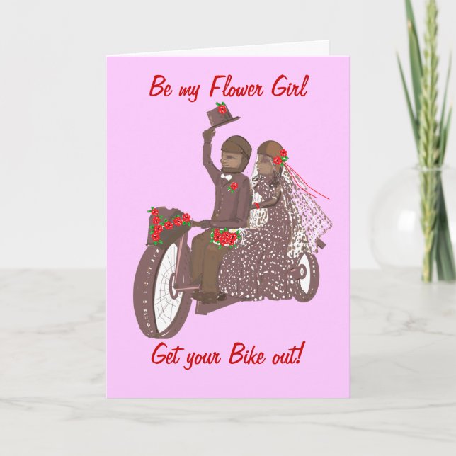 Red Roses Biker/ Motorcycle Wedding Card, Products Invitation (Front)