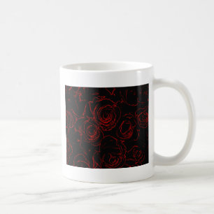 Red Roses Black Background Coffee Mug