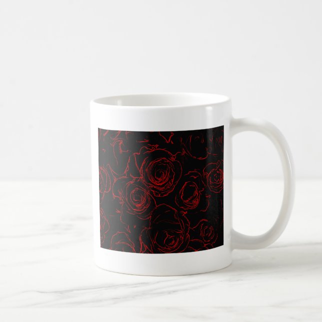 Red Roses Black Background Coffee Mug (Right)