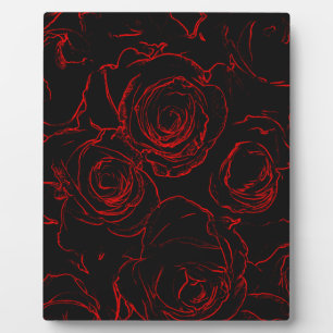 Red Roses Black Background Plaque
