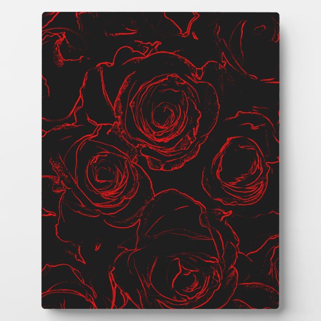 Red Roses Black Background Plaque (Front)