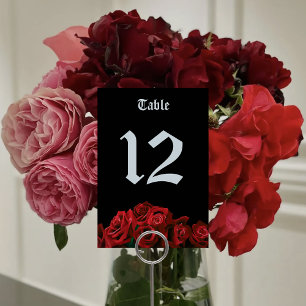 Red Roses Black Gothic Table Number