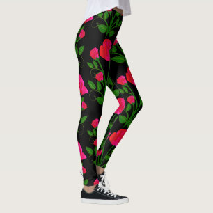 Red Roses Black Leggings