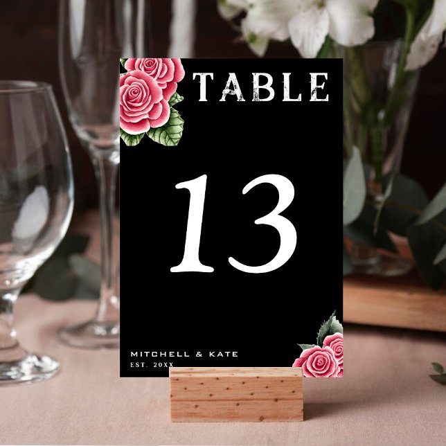 Red Roses Black Wedding Table Number (Red Roses Black Wedding Table Number
)