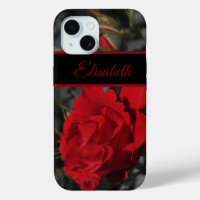 red roses bloom scroll on dark grey
