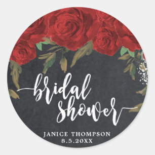 red roses boho bridal shower sticker favors