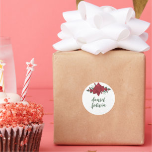 Red Roses Boho Wedding Classic Round Sticker