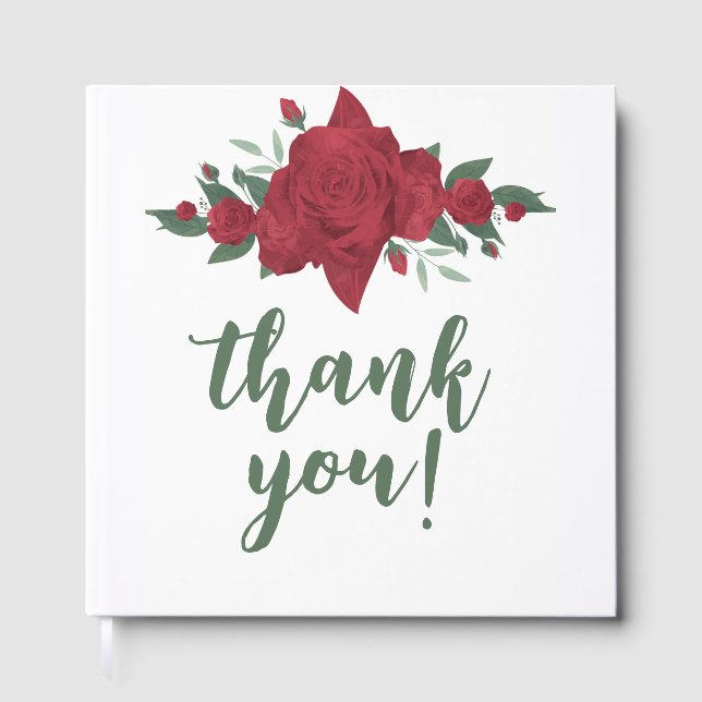 Red Roses Boho Wedding Guest Book (Front)