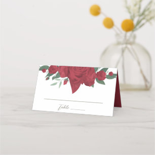 Red Roses Boho Wedding Place Card