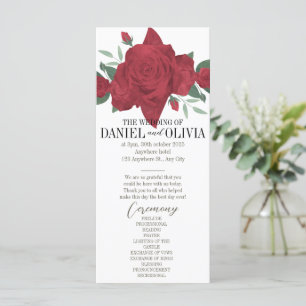 Red Roses Boho Wedding Programs