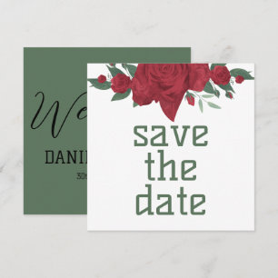 Red Roses Boho Wedding Save The Date