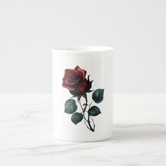 Red Roses Bone China Mug (Front)