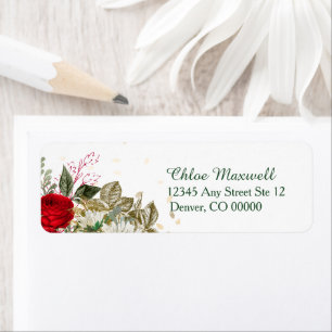 Red Roses Border Floral Return Address