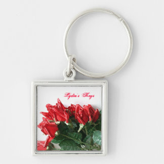 Red Roses Bouquet Customisable Keychains