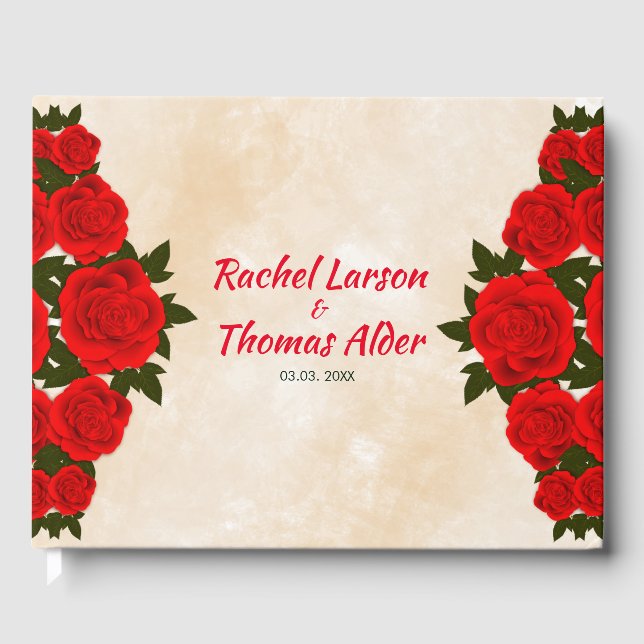 Red Roses Bouquet Guest Book (Front)