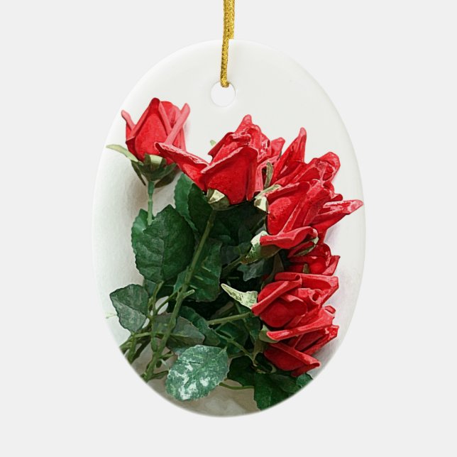 Red Roses Bouquet Keepsake Ornaments (Front)