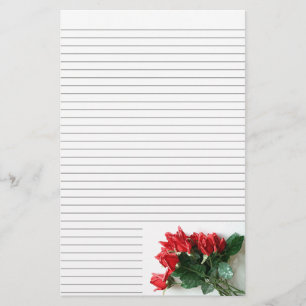 Red Roses Bouquet Stationery -small optional lines
