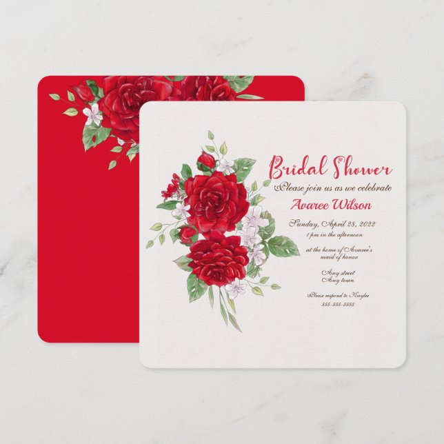 Red Roses Bridal Shower  Invitation (Front/Back)