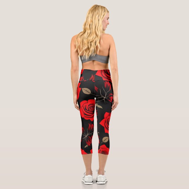 Red roses capri leggings (Back)