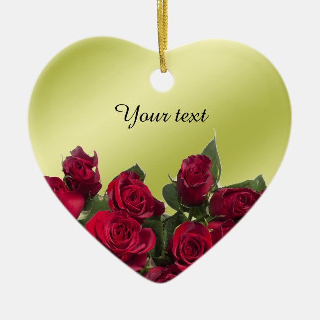Red roses ceramic tree decoration (Front)