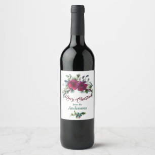 Red Roses Christmas Bouquet Personalised Wine Label